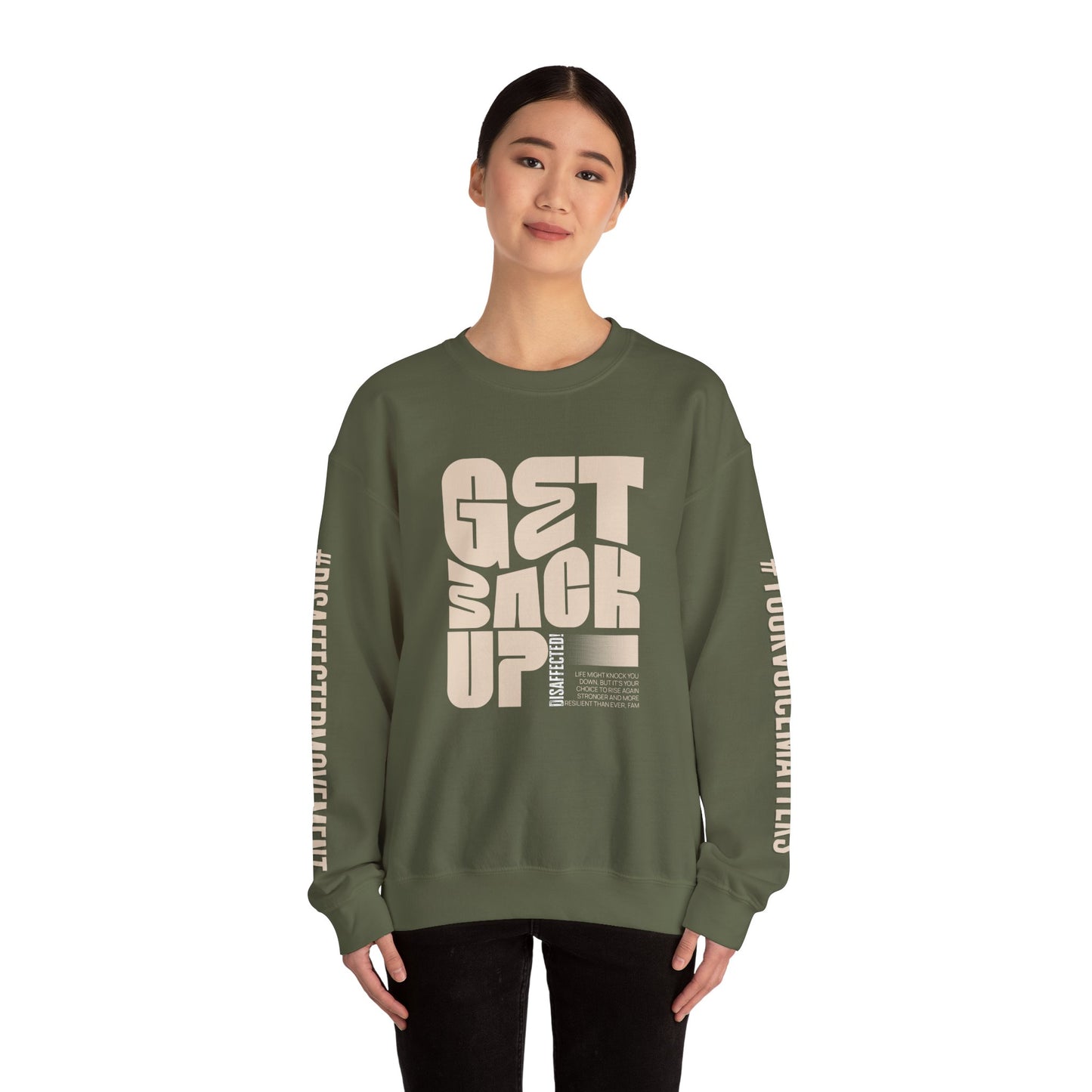 Rise Up Sweatshirt -Tan on  Military Green | #DisaffectedMovement Edition
