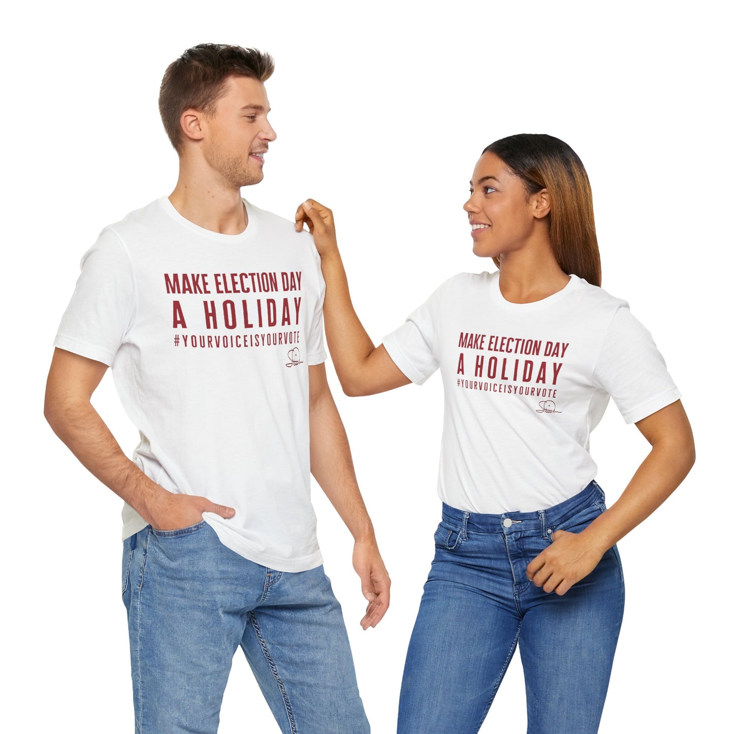 Advocate in Action: Make Election Day a Holiday Tee (Red on White)