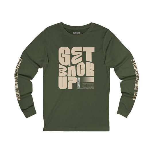 Rise Up Long-Sleeve Tee – Tan on Army Green | #DisaffectedMovement Edition