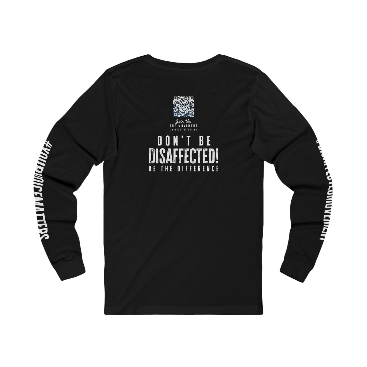 VOICE Long-Sleeve Inspirational Tee – White on Black | #DisaffectedMovement Edition