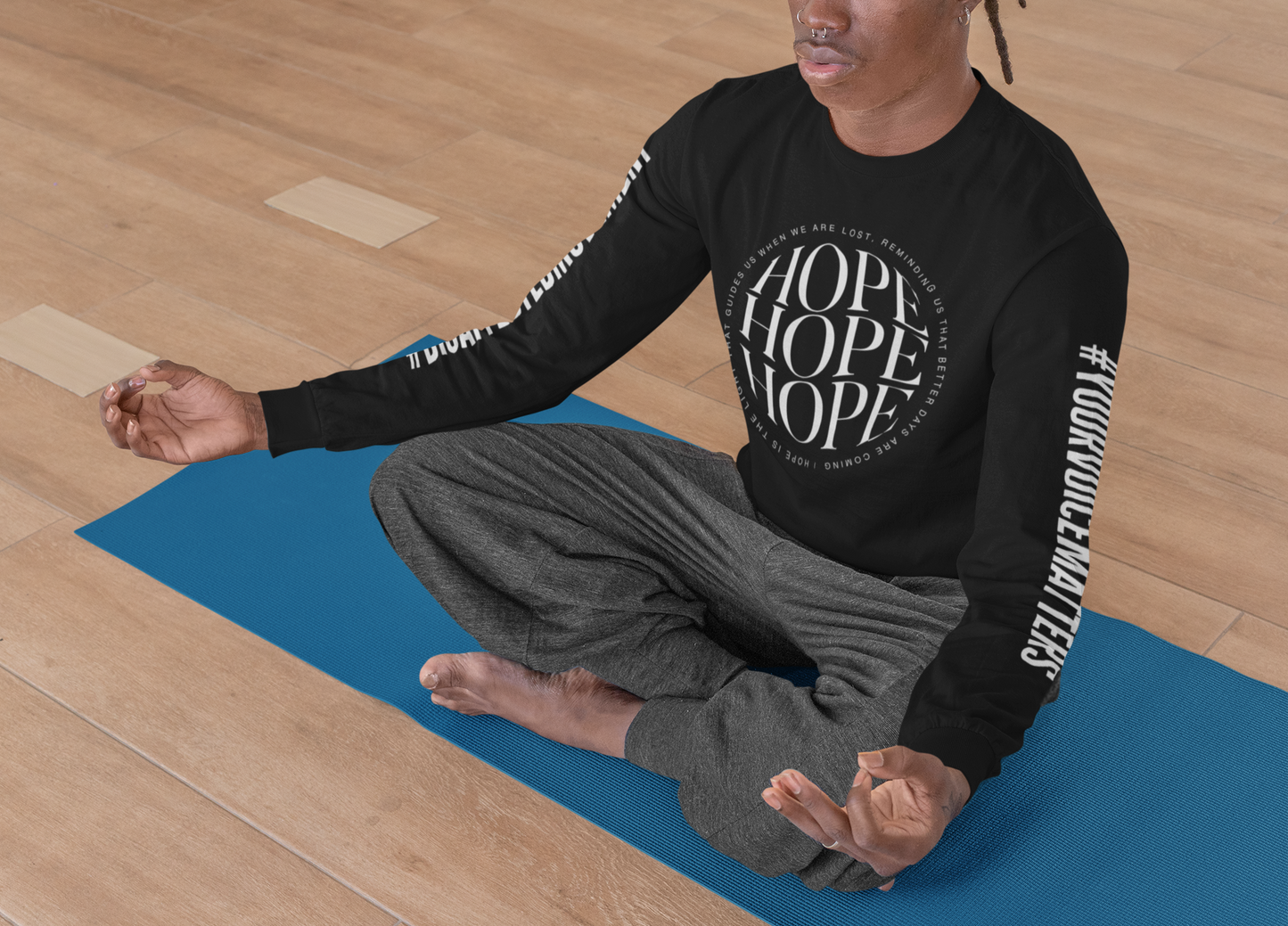 HOPE Unisex Inspirational Long-Sleeve Tee – White on Black | #DisaffectedMovement Edition