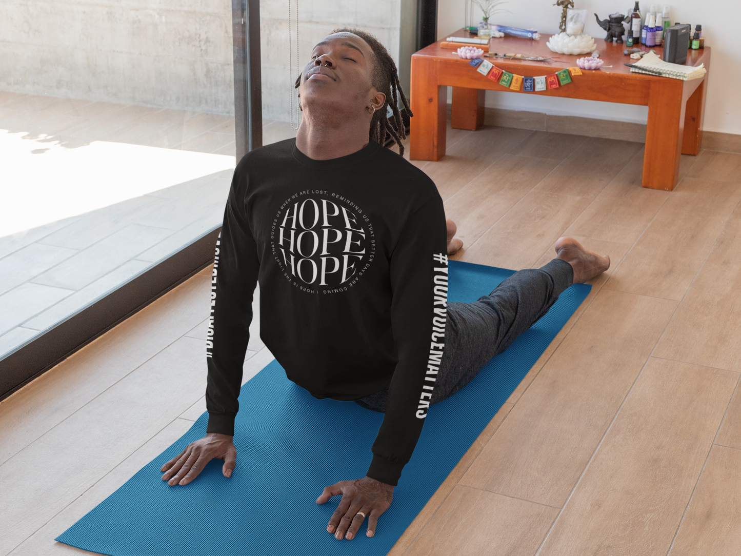 HOPE Unisex Inspirational Long-Sleeve Tee – White on Black | #DisaffectedMovement Edition