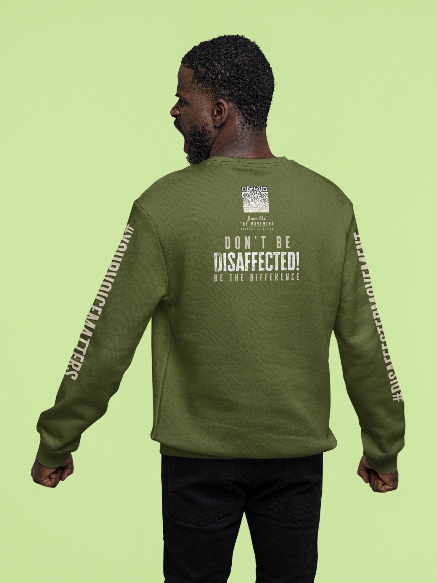 Rise Up Sweatshirt -Tan on  Military Green | #DisaffectedMovement Edition