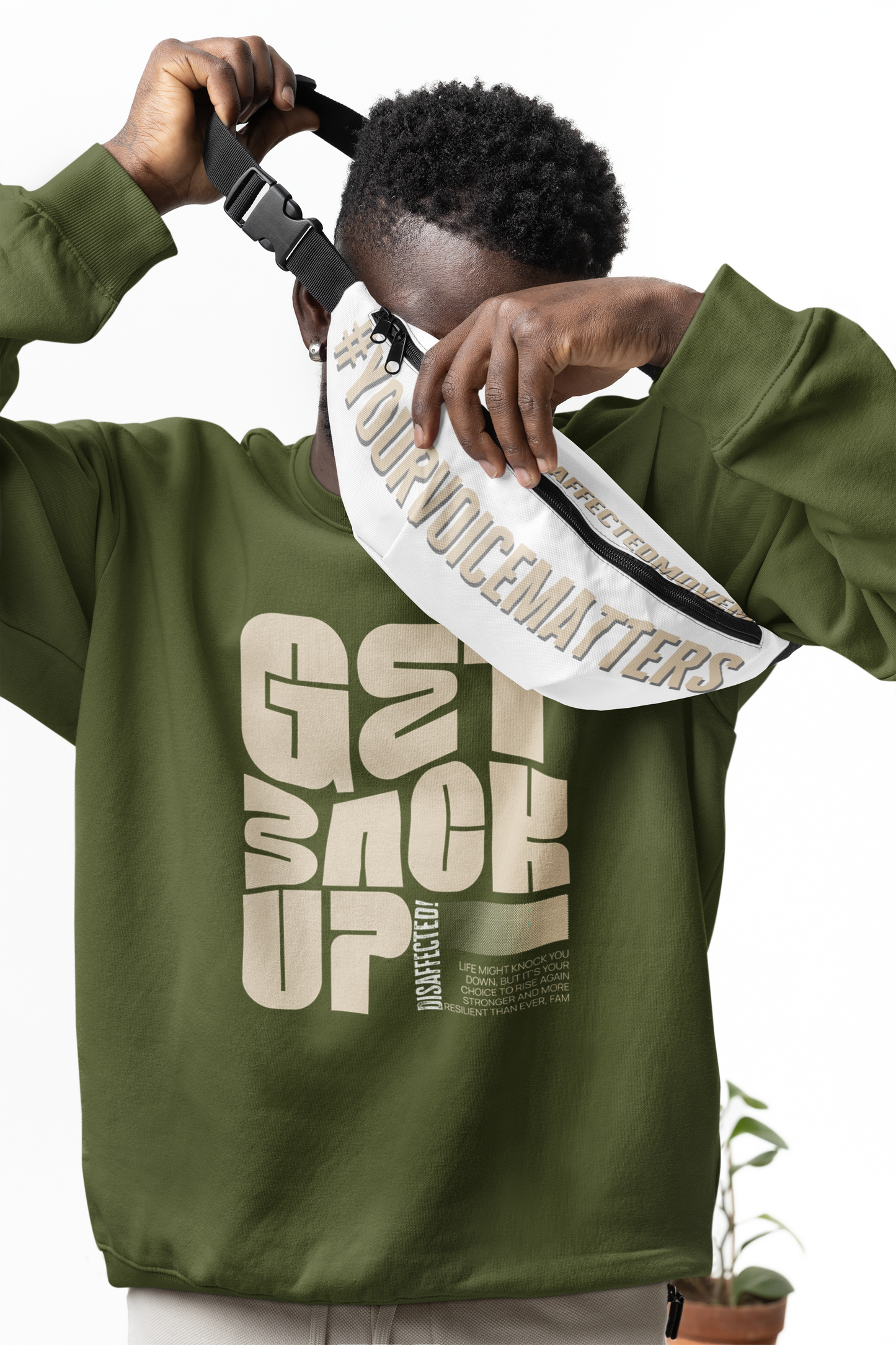 Rise Up Sweatshirt -Tan on  Military Green | #DisaffectedMovement Edition