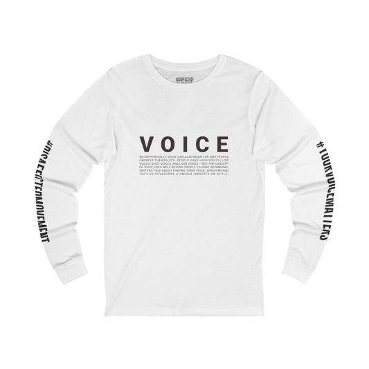 VOICE Long-Sleeve Inspirational Tee – Black on White | #DisaffectedMovement Edition